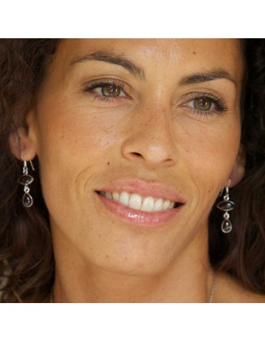 Boucles d'oreilles en argent avec deux pierres - BIJOUX ARGENT - Boutique Nirvana