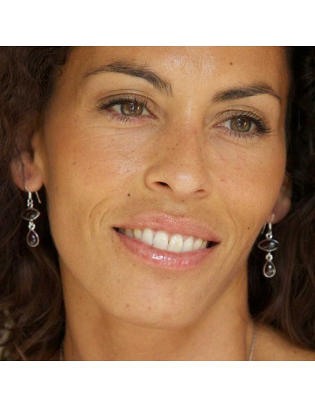 Boucles d'oreilles en argent avec deux pierres - BIJOUX ARGENT - Boutique Nirvana