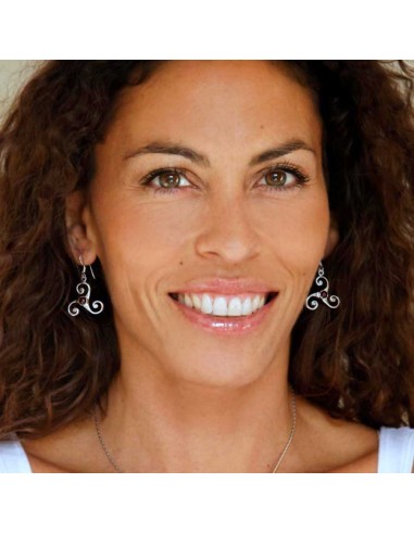 Celtic Triple Spiral Earrings with Gemstones - Silver Jewellery - Boutique Nirvana