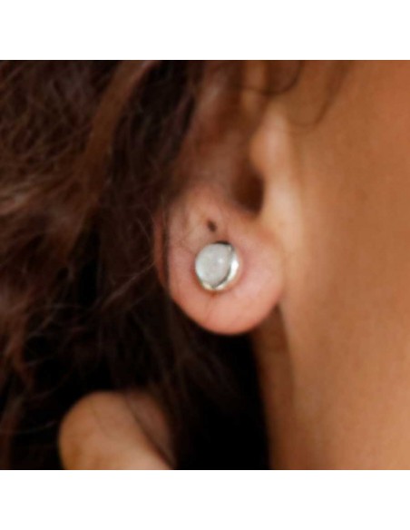 Round Indian Gemstone Studs - Silver Jewellery - Boutique Nirvana