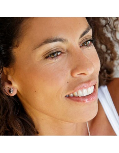 Oval Gemstone Studs with Silver Detailing - Silver Jewellery - Boutique Nirvana