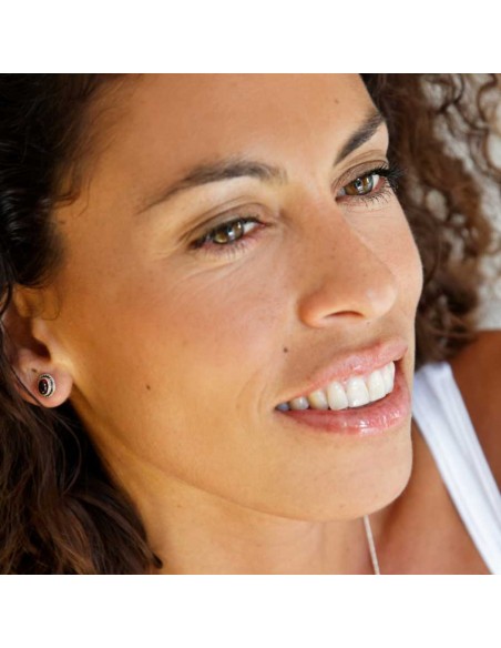 Oval Gemstone Studs with Silver Detailing - Silver Jewellery - Boutique Nirvana