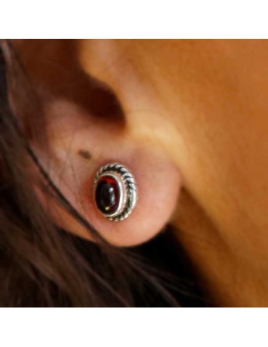 Oval Gemstone Studs with Silver Detailing - Silver Jewellery - Boutique Nirvana