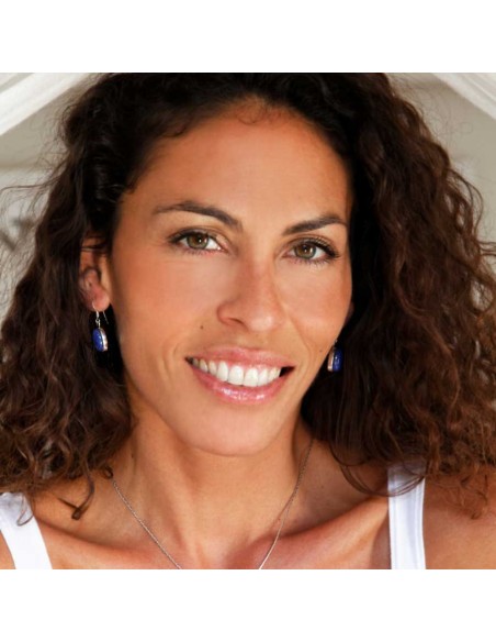 Oval Gemstone Dangle Earrings - Silver Jewellery - Boutique Nirvana