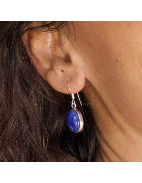 Oval Gemstone Dangle Earrings - Silver Jewellery - Boutique Nirvana