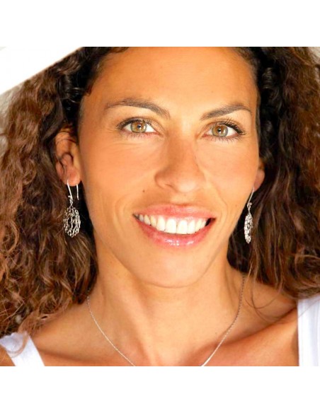 Boucles d'oreilles Om en argent ouvragé - BIJOUX ARGENT - Boutique Nirvana