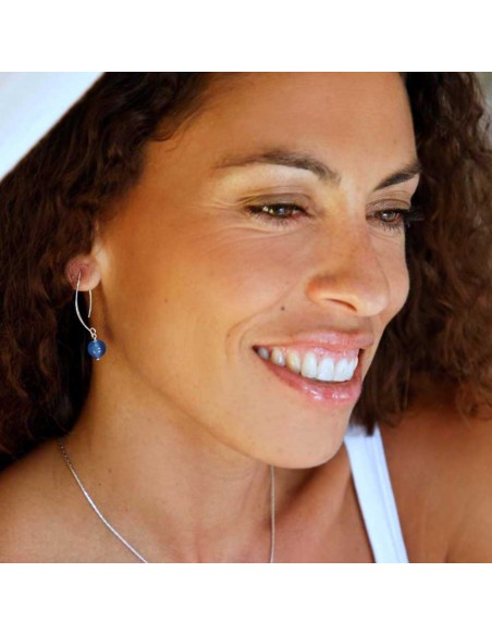 Silver Swan Neck Gemstone Earrings - Silver Jewellery - Boutique Nirvana