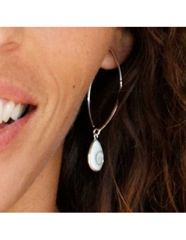 Boucles d'oreilles col de cygne en argent avec Oeil de Ste Lucie - BIJOUX ARGENT - Boutique Nirvana
