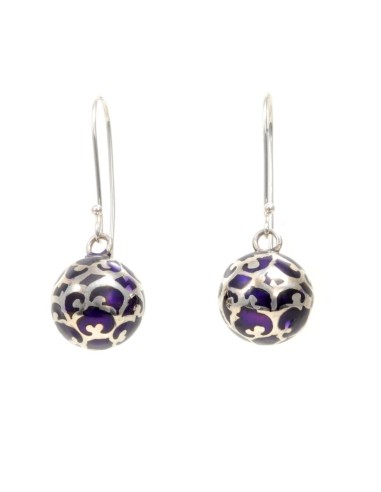 Boucles Bola argent émaillé vert foncé - SILVER EARRINGS - Boutique Nirvana