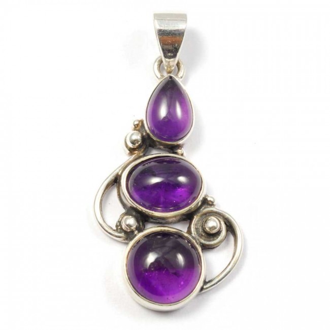 Silver Three-Stone Pendant - Silver Jewellery - Boutique Nirvana