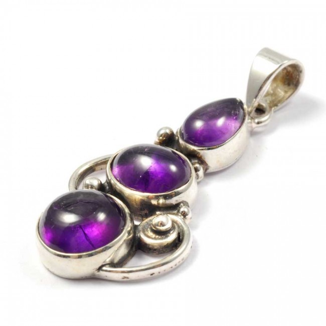 Pendentif argent trois pierres fines - BIJOUX ARGENT - Boutique Nirvana