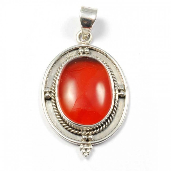 Pendentif pierre et argent avec bordure - BIJOUX ARGENT - Boutique Nirvana