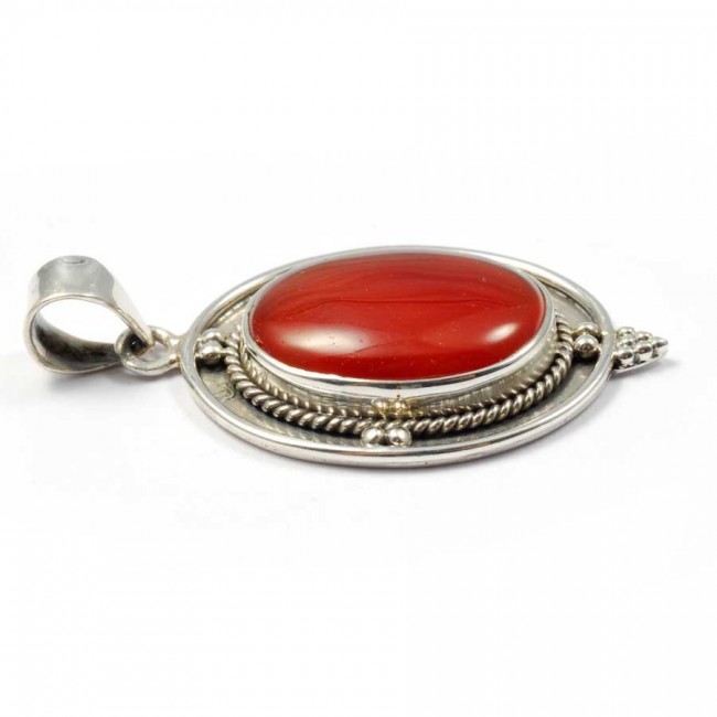 Silver Cabochon Stone Pendant - Silver Jewellery - Boutique Nirvana