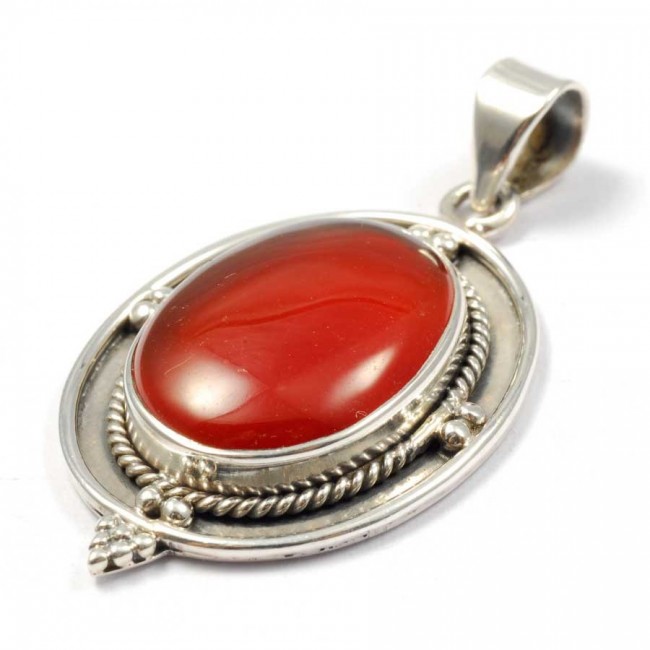 Silver Cabochon Stone Pendant - Silver Jewellery - Boutique Nirvana