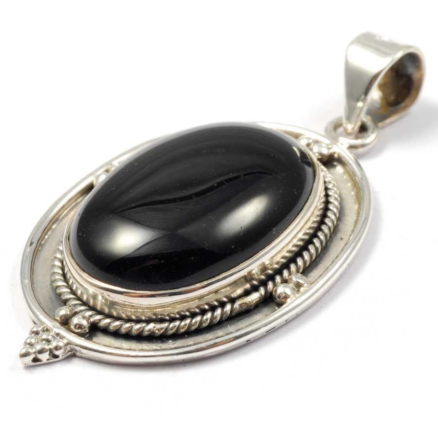 Pendentif pierre et argent avec bordure - BIJOUX ARGENT - Boutique Nirvana