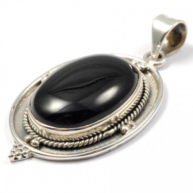 Silver Cabochon Stone Pendant - Silver Jewellery - Boutique Nirvana
