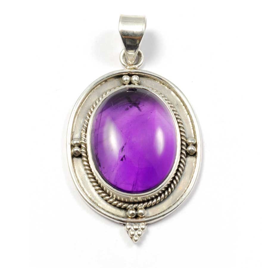 Pendentif pierre et argent avec bordure - BIJOUX ARGENT - Boutique Nirvana