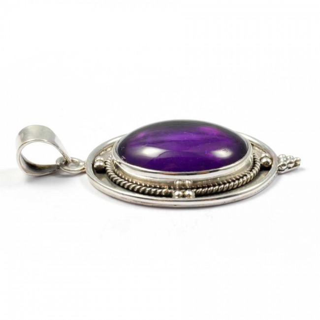 Pendentif pierre et argent avec bordure - BIJOUX ARGENT - Boutique Nirvana