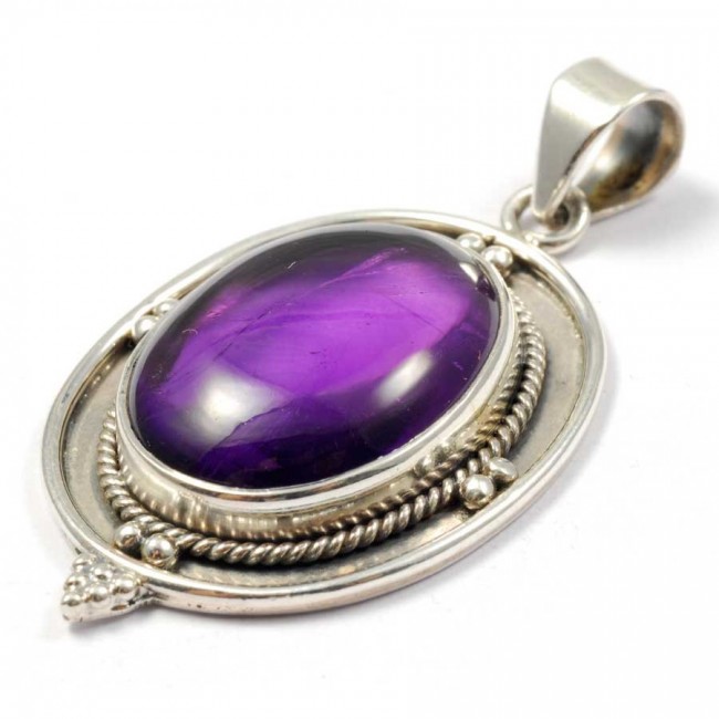Pendentif pierre et argent avec bordure - BIJOUX ARGENT - Boutique Nirvana