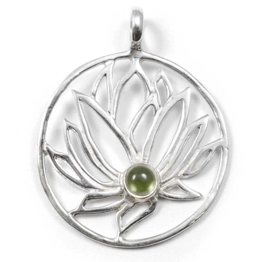 Pendentif argent Lotus avec pierre - BIJOUX ARGENT - Boutique Nirvana
