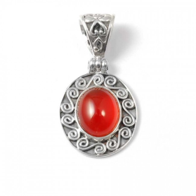 Pendentif pierre et argent ouvragé de spirales - BIJOUX ARGENT - Boutique Nirvana
