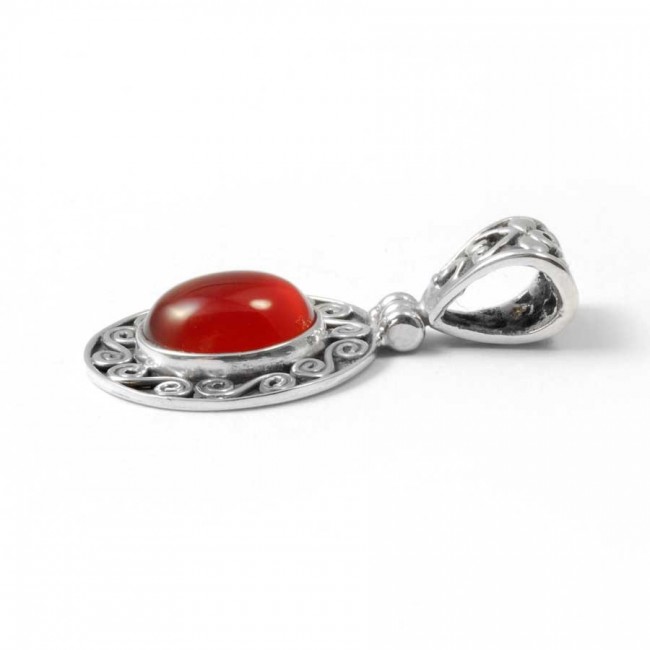 Pendentif pierre et argent ouvragé de spirales - BIJOUX ARGENT - Boutique Nirvana