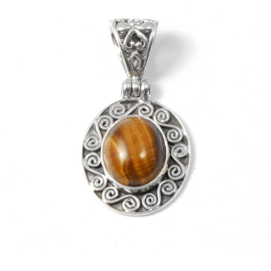 Pendentif pierre et argent ouvragé de spirales - BIJOUX ARGENT - Boutique Nirvana