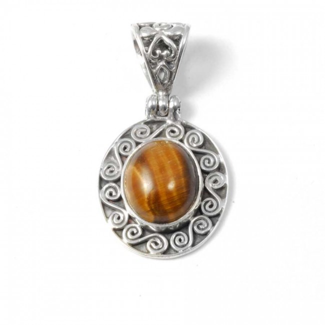 Pendentif pierre et argent ouvragé de spirales - BIJOUX ARGENT - Boutique Nirvana