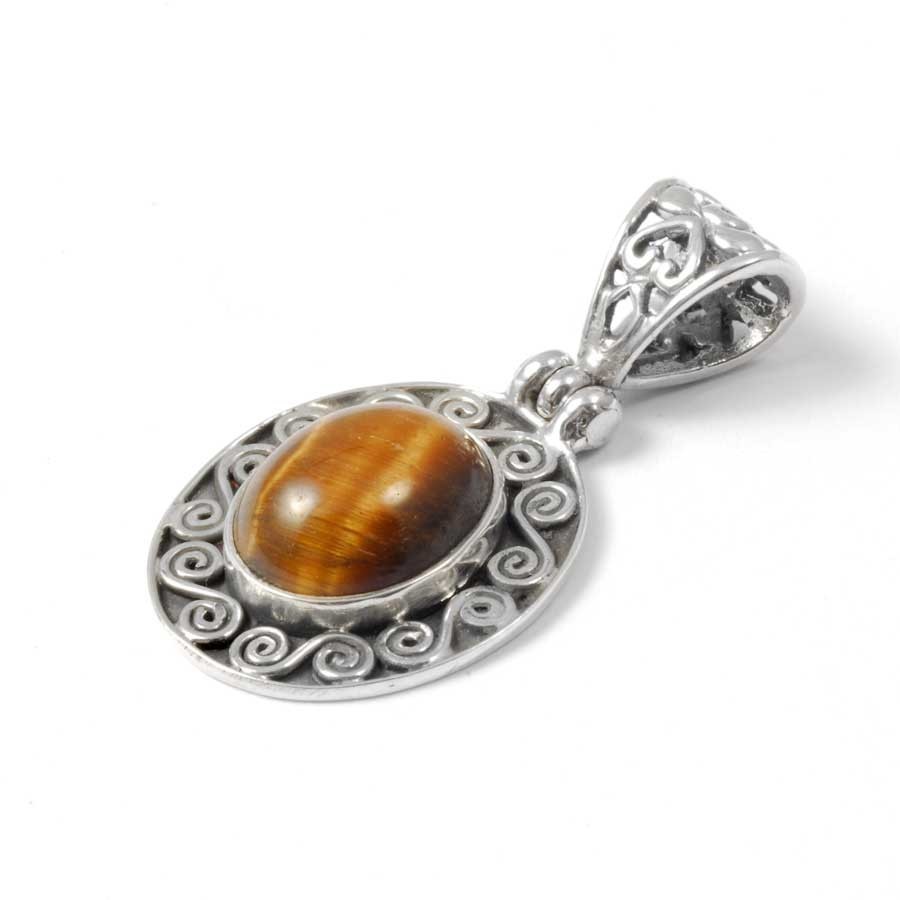 Pendentif pierre et argent ouvragé de spirales - BIJOUX ARGENT - Boutique Nirvana
