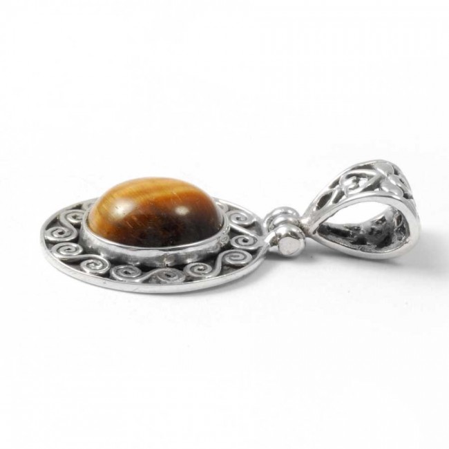Pendentif pierre et argent ouvragé de spirales - BIJOUX ARGENT - Boutique Nirvana
