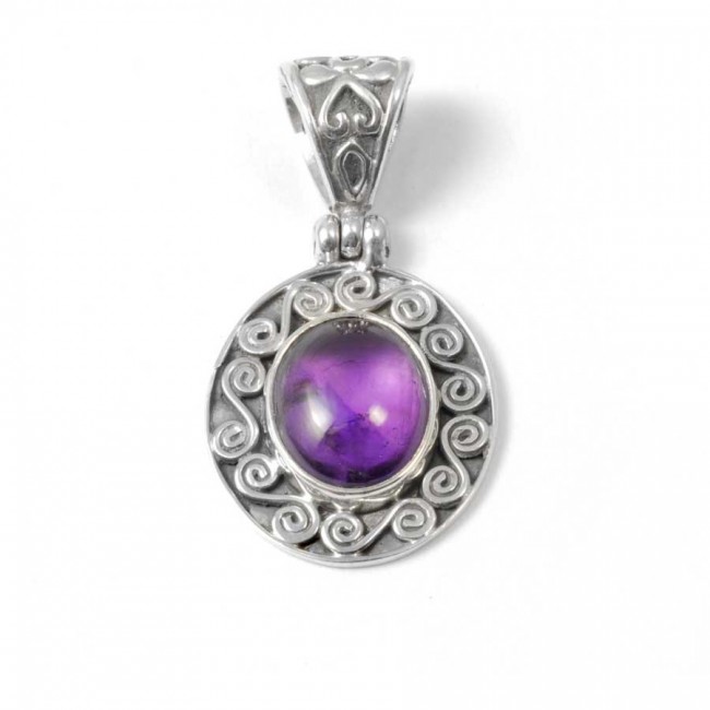 Pendentif pierre et argent ouvragé de spirales - BIJOUX ARGENT - Boutique Nirvana