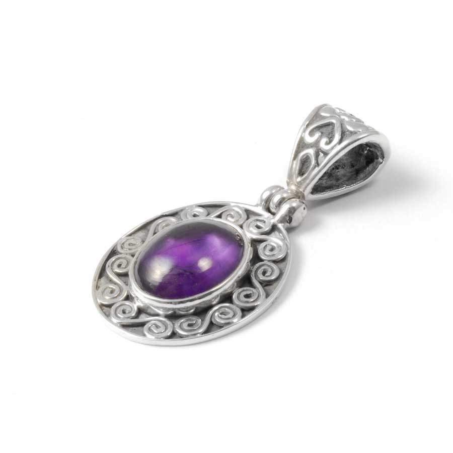 Pendentif pierre et argent ouvragé de spirales - BIJOUX ARGENT - Boutique Nirvana