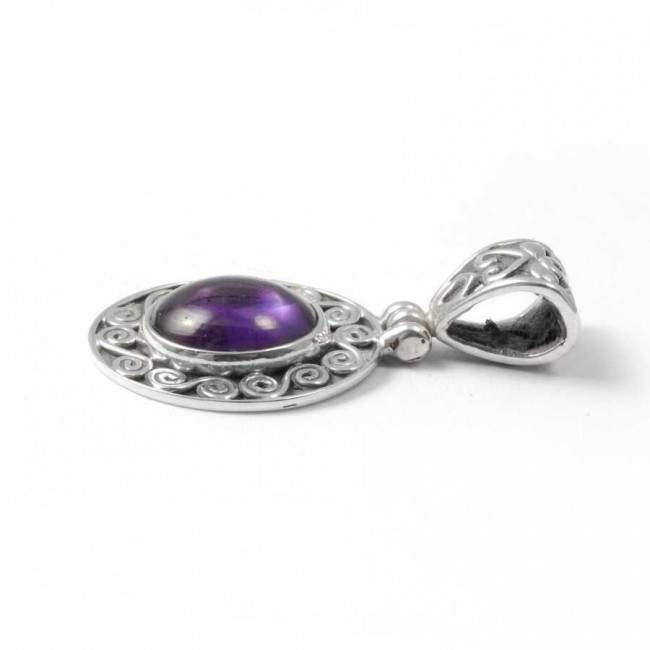 Pendentif pierre et argent ouvragé de spirales - BIJOUX ARGENT - Boutique Nirvana