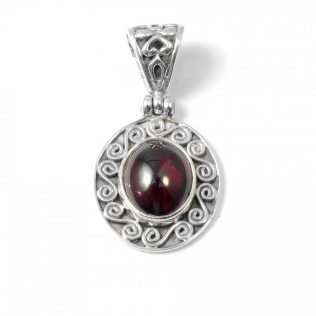 Pendentif pierre et argent ouvragé de spirales - BIJOUX ARGENT - Boutique Nirvana