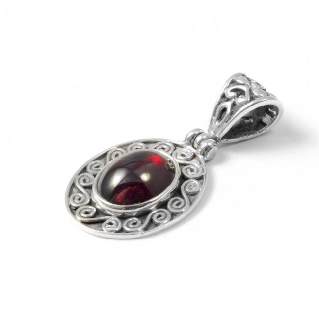 Pendentif pierre et argent ouvragé de spirales - BIJOUX ARGENT - Boutique Nirvana