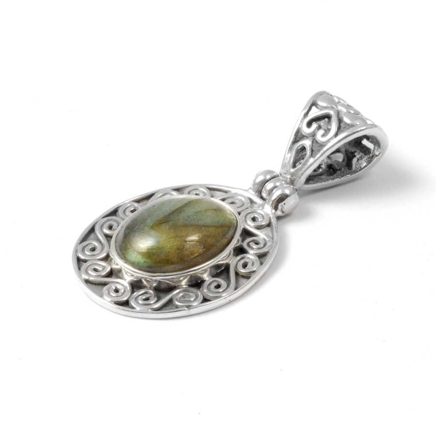 Pendentif pierre et argent ouvragé de spirales - BIJOUX ARGENT - Boutique Nirvana