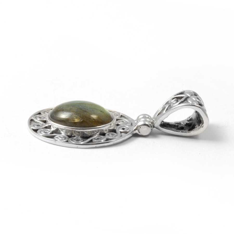 Pendentif pierre et argent ouvragé de spirales - BIJOUX ARGENT - Boutique Nirvana