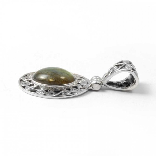 Pendentif pierre et argent ouvragé de spirales - BIJOUX ARGENT - Boutique Nirvana
