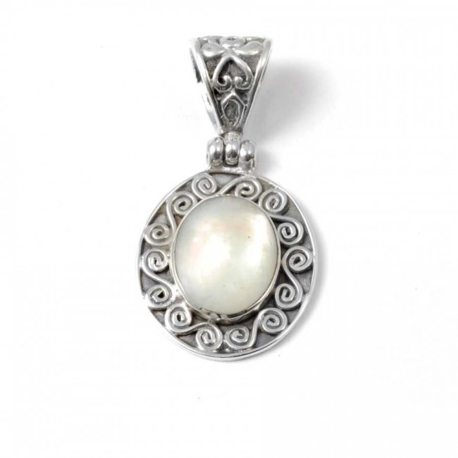 Pendentif pierre et argent ouvragé de spirales - BIJOUX ARGENT - Boutique Nirvana