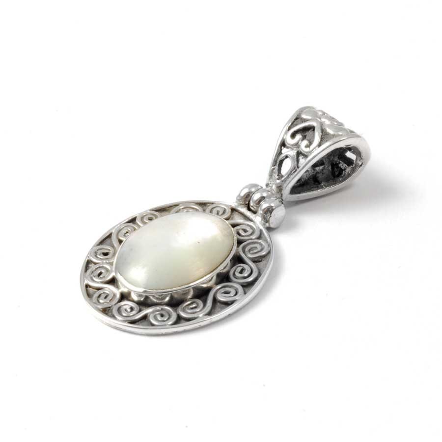 Pendentif pierre et argent ouvragé de spirales - BIJOUX ARGENT - Boutique Nirvana