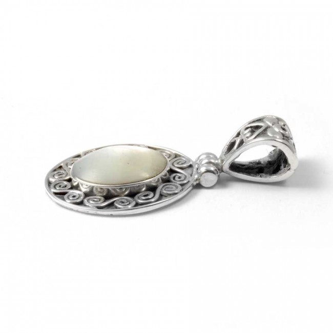 Pendentif pierre et argent ouvragé de spirales - BIJOUX ARGENT - Boutique Nirvana