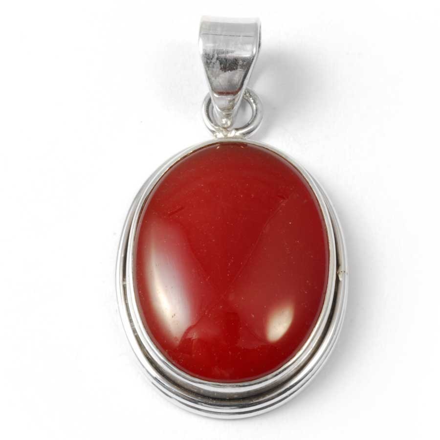 Oval Cabochon Stone Pendant - Silver Jewellery - Boutique Nirvana