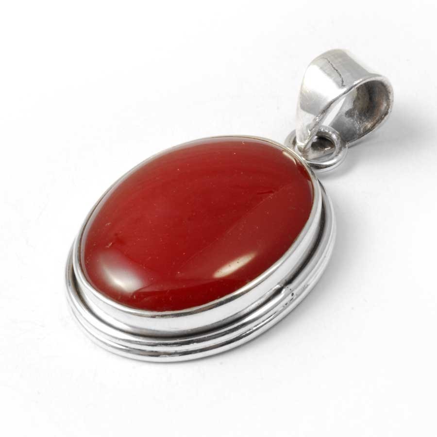Oval Cabochon Stone Pendant - Silver Jewellery - Boutique Nirvana