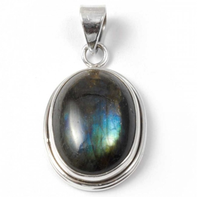 Oval Cabochon Stone Pendant - Silver Jewellery - Boutique Nirvana