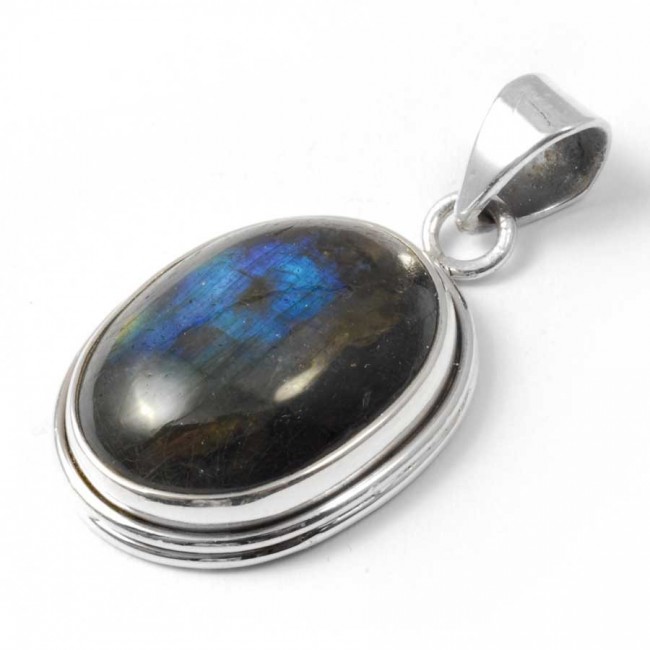 Oval Cabochon Stone Pendant - Silver Jewellery - Boutique Nirvana