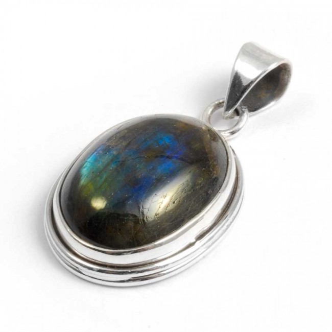 Pendentif argent pierre ovale Jaisalmer - BIJOUX ARGENT - Boutique Nirvana