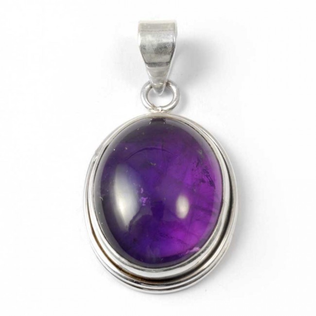 Oval Cabochon Stone Pendant - Silver Jewellery - Boutique Nirvana