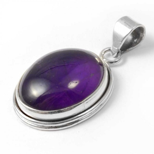 Oval Cabochon Stone Pendant - Silver Jewellery - Boutique Nirvana