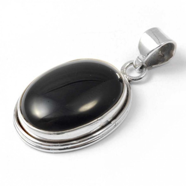 Pendentif argent pierre ovale Jaisalmer - BIJOUX ARGENT - Boutique Nirvana