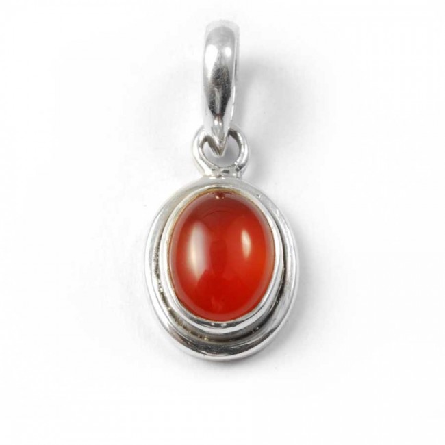 Petit pendentif argent pierre ovale - BIJOUX ARGENT - Boutique Nirvana